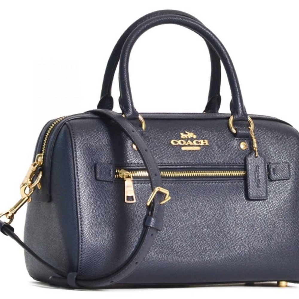 Coach Midnight Blue Rowan with Gold Accents